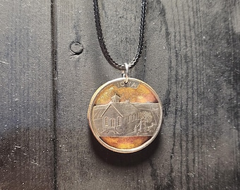 Hand Cut Iowa Coin Necklace