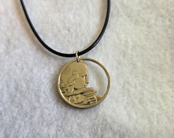 Hand Cut French Coin Necklace