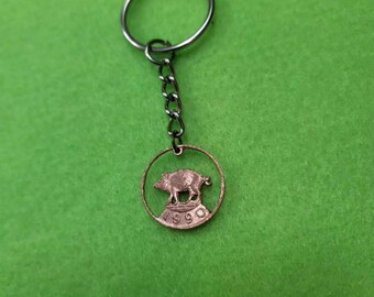 Bermuda Pig Penny Coin Keychain
