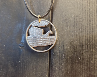 Hand Cut Kentucky Coin Necklace