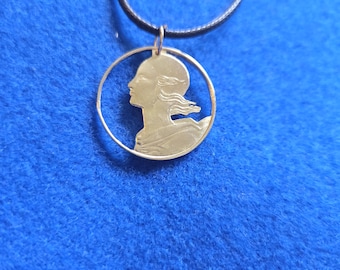 Hand Cut French Coin Necklace