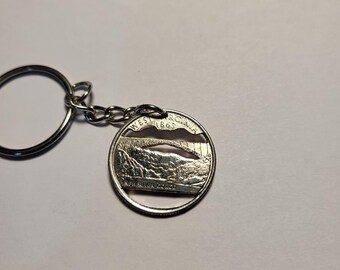Hand Cut West Virginia Coin Keychain