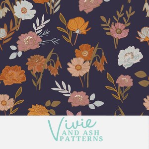 Florale Illustration Nahtloses Wiederholungsmuster, Herbst Florales Nahtloses Muster, Rosa und Rost. Floral Download digitale Datei für die kommerzielle Nutzung