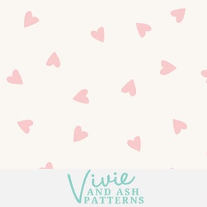 Valentine Scattered Hearts Pink Pattern, Heart Seamless Repeating Pattern Download Digital File for Commercial Use