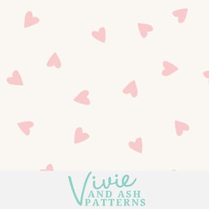 Valentine Scattered Hearts Pink Pattern, Heart Seamless Repeating Pattern Download Digital File for Commercial Use