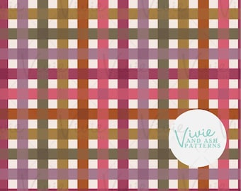 Fall Plaid Seamless Pattern by VivieAndAsh, Purple Green Pink (Digital File)