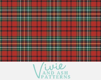 Textured Plaid Christmas, Red and Green Seamless Repeat, Holiday Plaid, Seamless Repeat, Repeating Pattern for Commercial Use