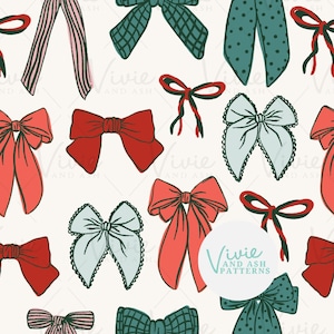 Modèle sans couture de noeuds de Noël, répétition transparente rouge et vert, motif répétitif de Noël à usage commercial