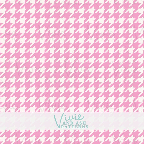 Pink Houndstooth Seamless Pattern, Seamless Repeating Pattern, Download Digital File for Commercial Use