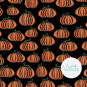 Kürbis-nahtlose Wiederholungsdatei, schwarze Herbst-nahtlose Wiederholungsmuster, Halloween-handgezeichnete, sich wiederholende Musterdatei für den kommerziellen Gebrauch