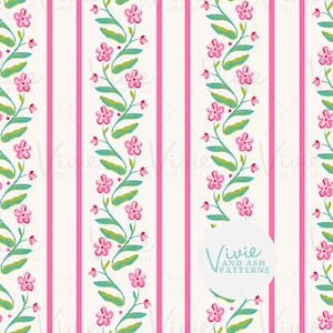 Vigne rose et verte rayure floral motif répétitif sans couture, motif floral sans couture, fichier floral numérique pour usage commercial