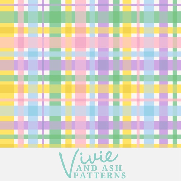 Spring Plaid Seamless Repeat, Easter Plaid Pattern, Pastel Plaid Seamless Repeating Pattern, Download Digital File for Commercial Use