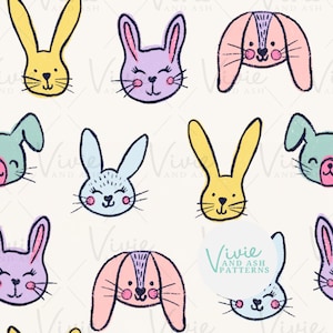 Pastell Frühling Häschen Nahtlose Muster, süße Pastell Häschen Datei, Kinder Ostern Muster Download digitale Datei für kommerzielle Nutzung