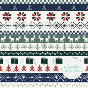 Kerst Fair Isle naadloos bestand, herhalingspatroon, marinerood groen rendier naadloos herhalend patroon, naadloze herhaling voor commercieel gebruik