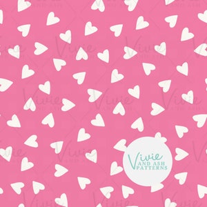 Pink and White Valentine Scattered Hearts Seamless Repeating Pattern, Heart Seamless Pattern, Digital File for Commercial Use