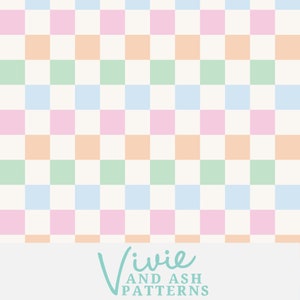 Rainbow Checkerboard Seamless Repeat Pattern File, Pastel Checker Pattern Download Digital File for Commercial Use