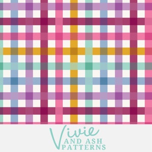 Valentine Multi Plaid Seamless Pattern, Colorful Plaid Seamless Repeating Pattern, Pink Purple Blue Download Digital File for Commercial Use