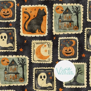Aquarelle orange et noir Halloween motif transparent, fantôme, chat noir, maison hantée sans couture automne répéter fichier de motif