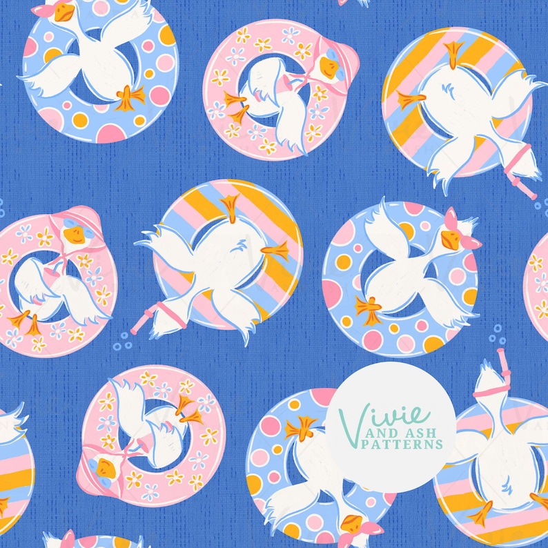 Patterned Floaties Summer Silly Goose on Floaties Seamless Pattern by Vivieandash ...