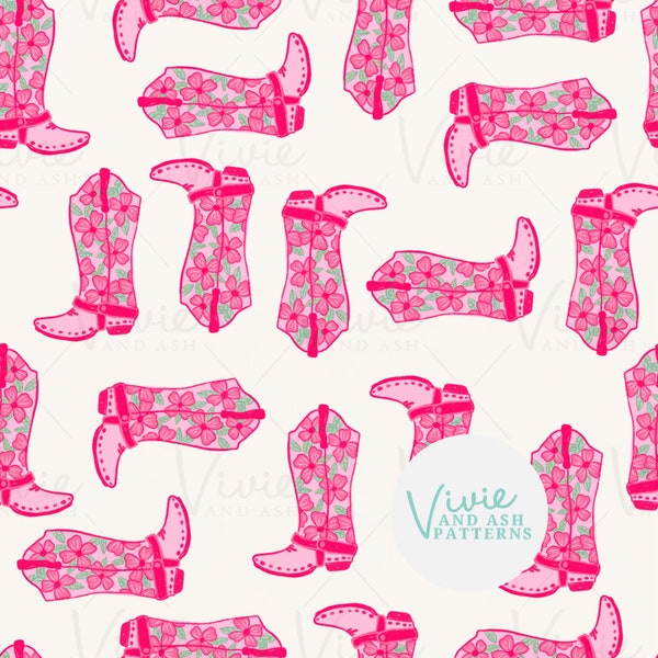 Western Cowgirl Boots Seamless Repeating Pattern,  Seamless Pattern, Digital File for Commercial Use
