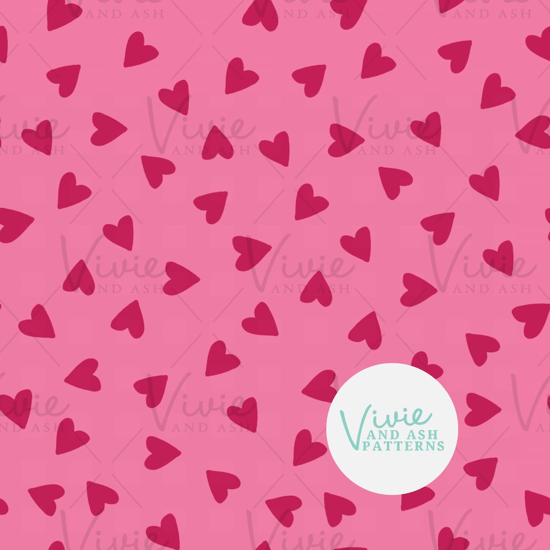 Pink and Red Valentine Scattered Hearts Seamless Repeating Pattern ...