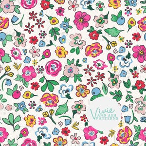 Motif répétitif sans couture floral lumineux, motif floral sans couture coloré, fichier floral numérique rose vert bleu pour usage commercial