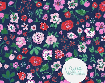 Pink Navy Ditsy Floral Pattern by VivieAndAsh: Repeating File (JPEG)