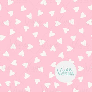 Pink and White Valentine Scattered Hearts Seamless Repeating Pattern, Heart Seamless Pattern, Digital File for Commercial Use