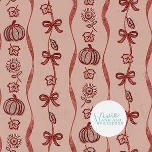 Brown Pumpkin and Rust Fall Halloween Seamless Stripes Pattern, Halloween Pumpkin Seamless, Pattern File  for Commercial Use
