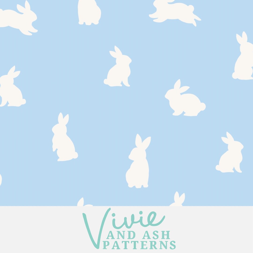 Rabbit Pattern Blue Blue Bunnies, Seamless Repeating Pattern, Download Digital File for ...
