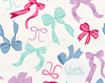 Pink and Purple Valentine Bows Seamless Repeating Pattern