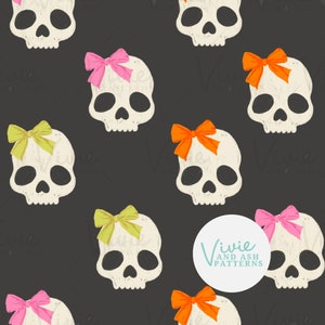 Coquette Bow Halloween Skeleton Seamless Pattern, Fall Seamless Pattern File, Halloween Pattern, Fall Halloween Pattern for Commercial Use