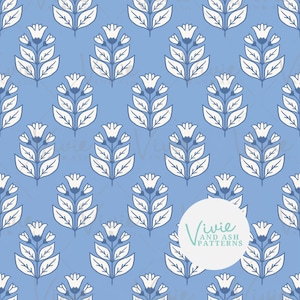 Motif répétitif sans couture floral bleu bloc, modèle sans couture de la Saint-Valentin, fichier numérique pour un usage commercial