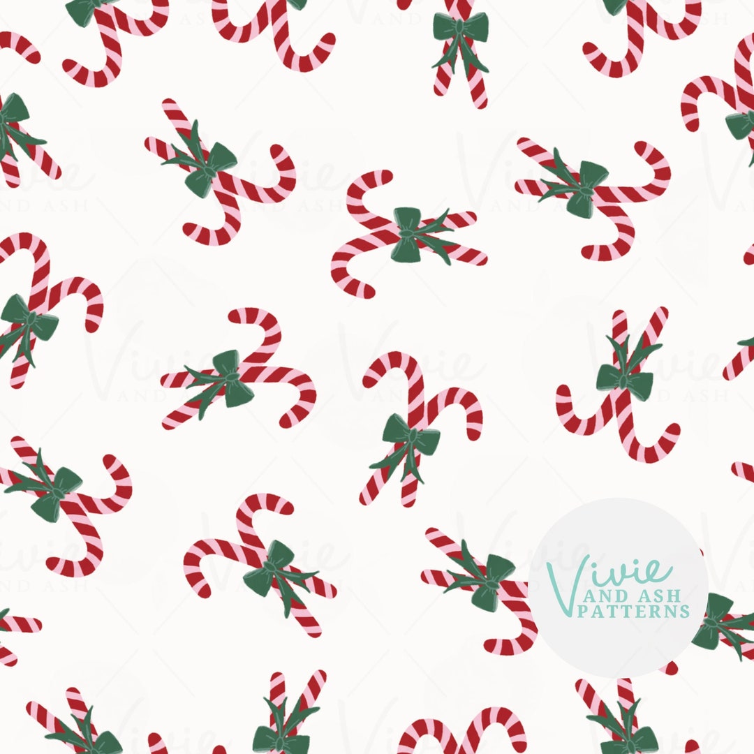 Red and White Candy Cane Christmas Seamless Repeat Pattern, Christmas ...