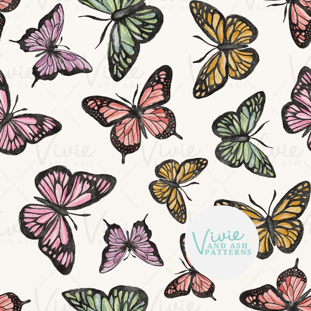 Watercolor Butterflies Seamless Pattern, Butterfly Seamless Pattern ...