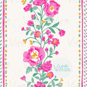 Motif floral transparent à rayures verticales rose vif, motif transparent, fichier numérique à usage commercial