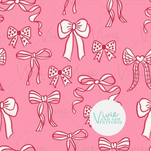 Pink and White Valentine Bows Seamless Repeating Pattern, Pattern File, Digital File for Commercial Use, Digital Paper