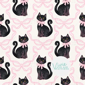 Automne rose arc treillis et chats noirs Halloween modèle sans couture, Halloween sans couture, fichier de modèle pour un usage commercial