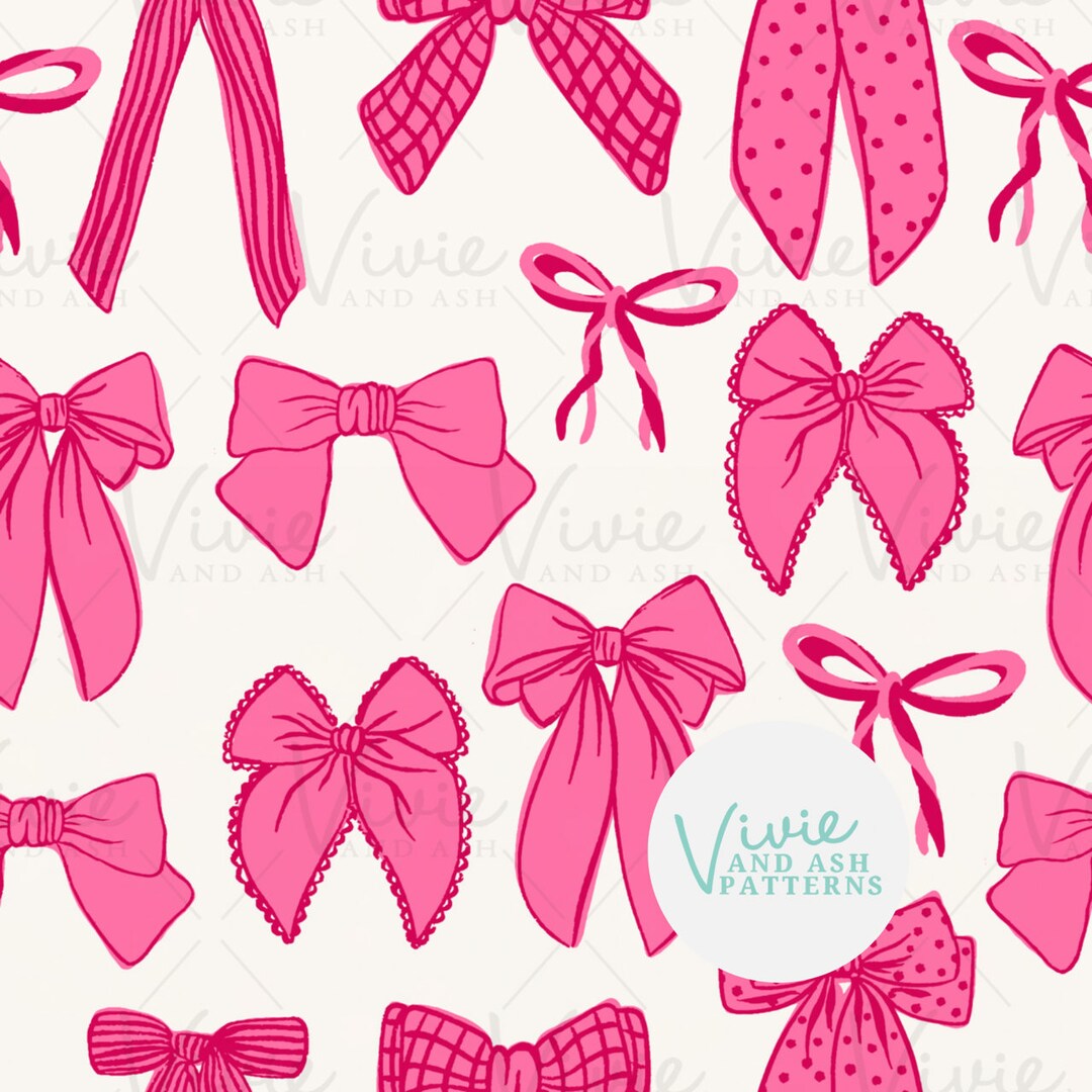 Pink and Red Bows Seamless Repeating Pattern, Blue Bow Pattern File ...