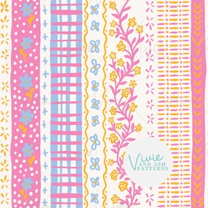 Motif floral sans couture à rayures verticales, motif floral sans couture rose jaune et bleu, fichier numérique à usage commercial