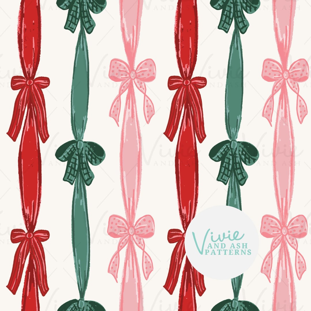 Christmas Stripes and Bows Seamless Pattern by Vivieandash: Red and ...
