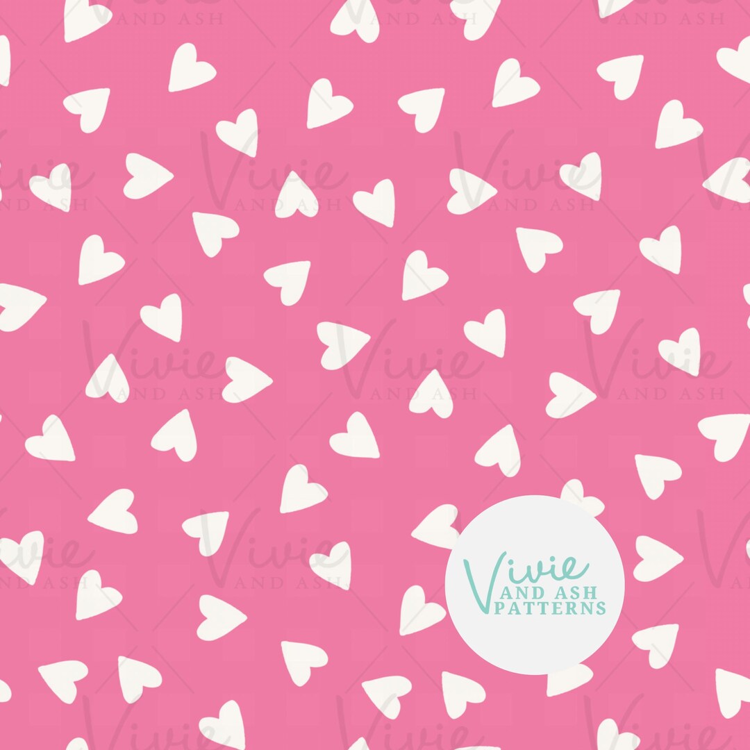 Pink and White Valentine Scattered Hearts Seamless Repeating Pattern ...