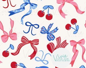 Red White Blue Cherries Bows Seamless Pattern by VivieAndAsh: (JPEG)