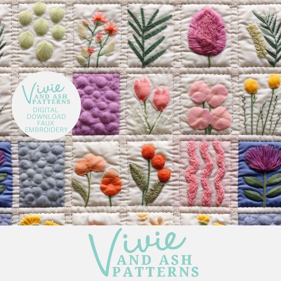 Pastel Floral Embroidery File Pattern Pink Purple Floral Faux Etsy