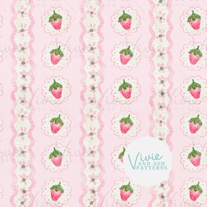 strawberry✨ページ Pink Strawberry Background Pattern, Painted Strawberries