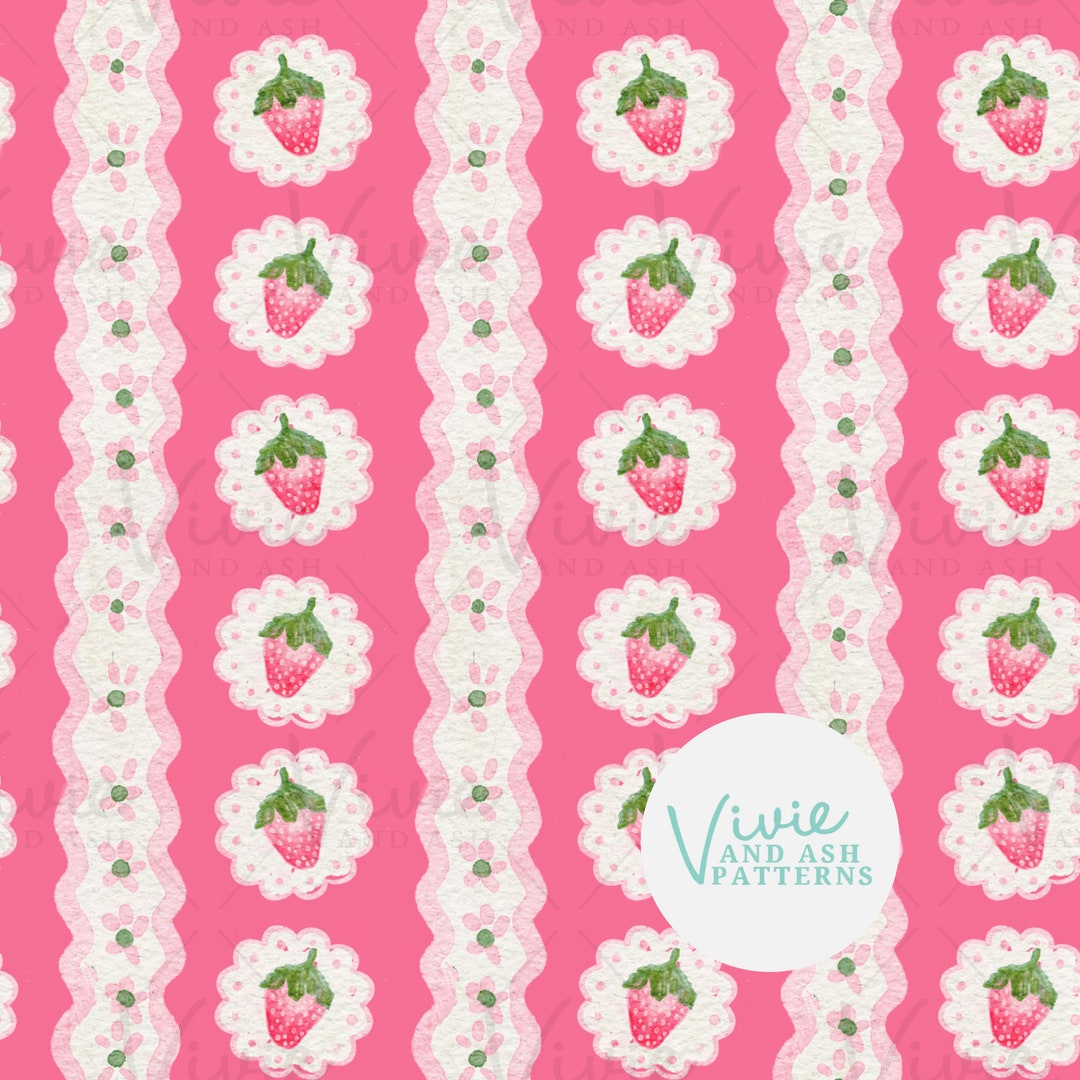 Strawberry Pink Stripe Seamless Pattern by Vivieandash: Summer File ...
