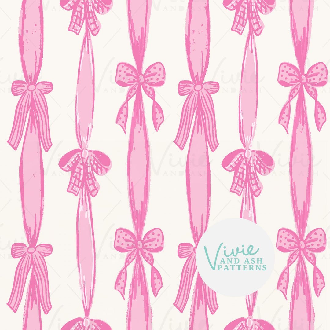 Pink Bows Seamless Repeating Pattern, Pink Ribbons and Bows Pattern ...