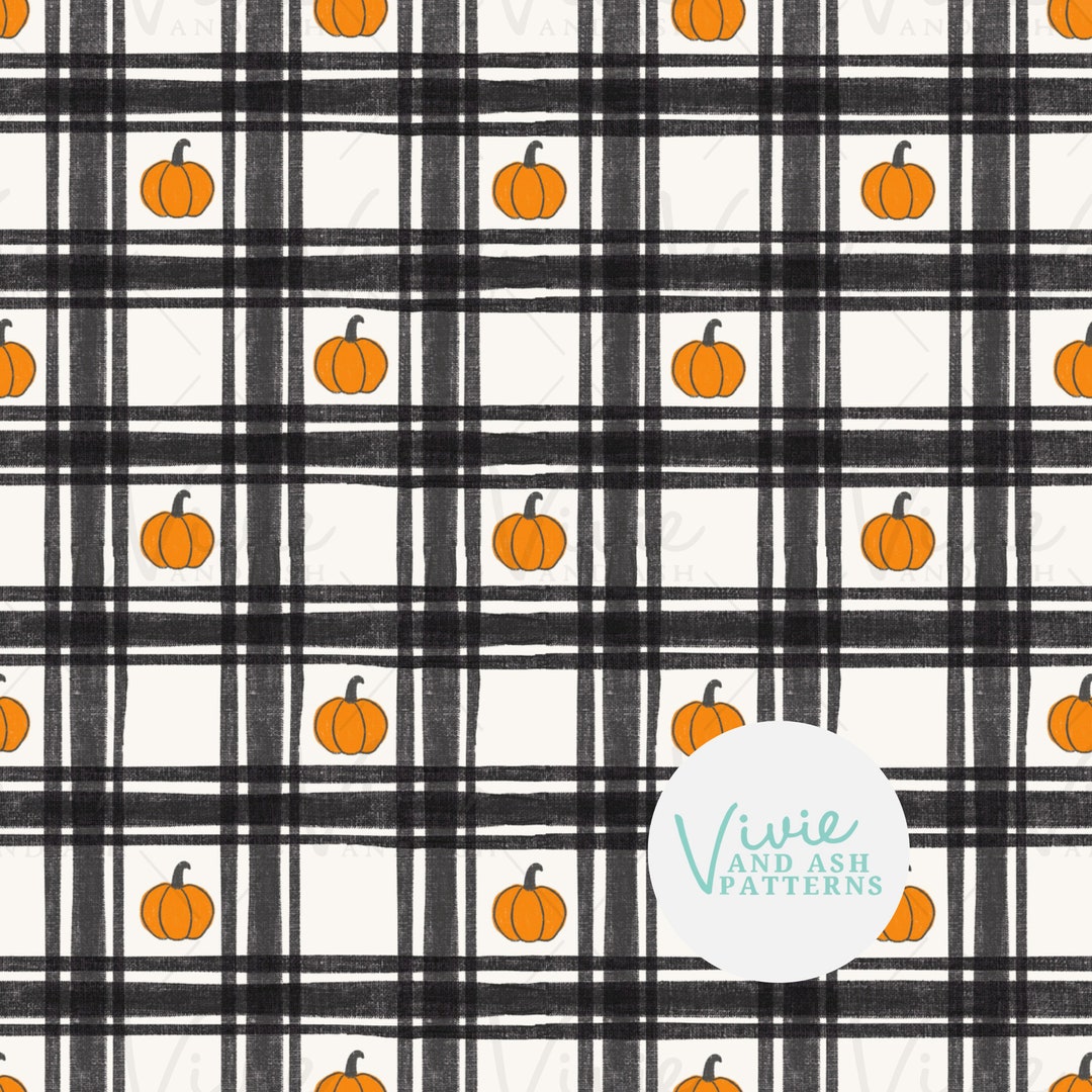Pumpkin Gingham Seamless Pattern by Vivieandash: Orange and Black ...
