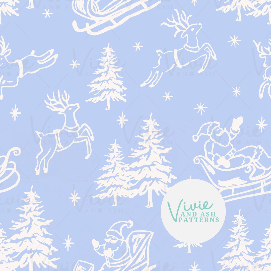 Blue and White Christmas Santa Seamless Pattern by Vivieandash (digital ...