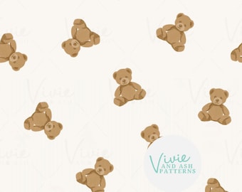 Teddy Bears Seamless Pattern by VivieAndAsh: Commercial Use Digital Paper